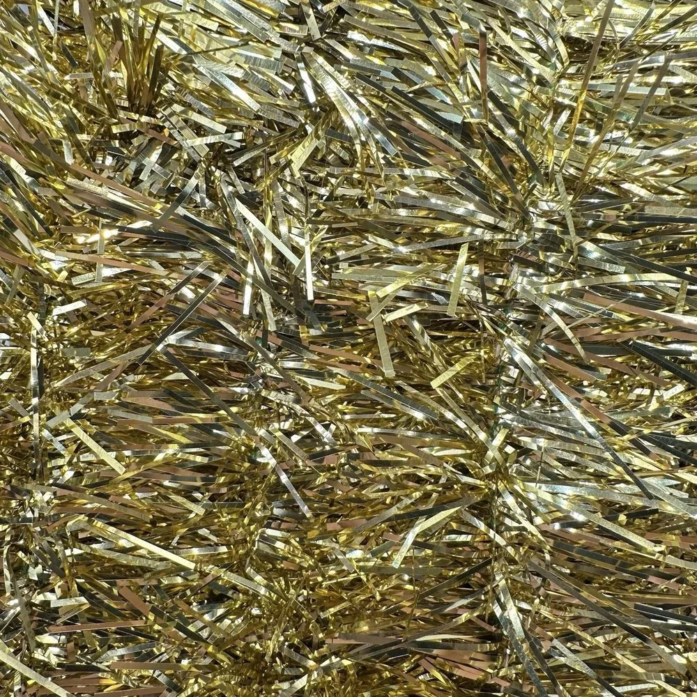 VTG New NOS Premium‎ Gold Christmas Tree Garland Tinsel 15 Ft Flameproof